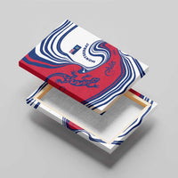 Montserrat Canvas Wall Art with Gecko Illustration Red Blue Wavy Line Design - Wonder Print Shop