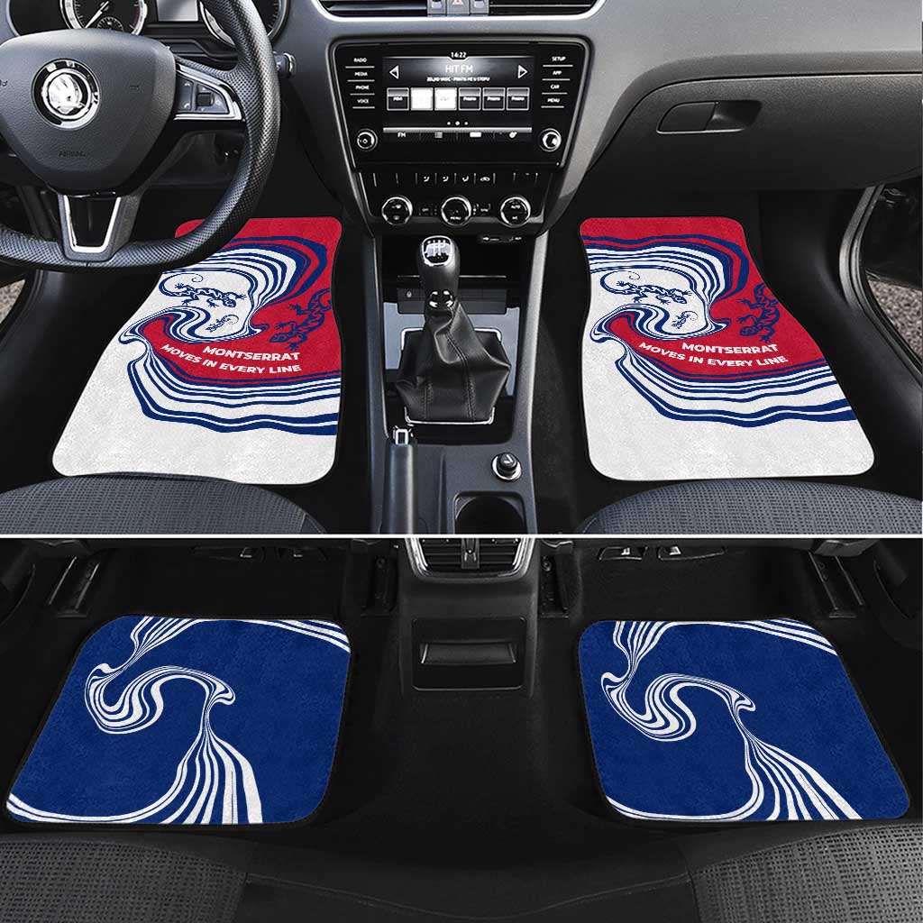 Montserrat Car Mats with Gecko Illustration Red Blue Wavy Line Design - Wonder Print Shop