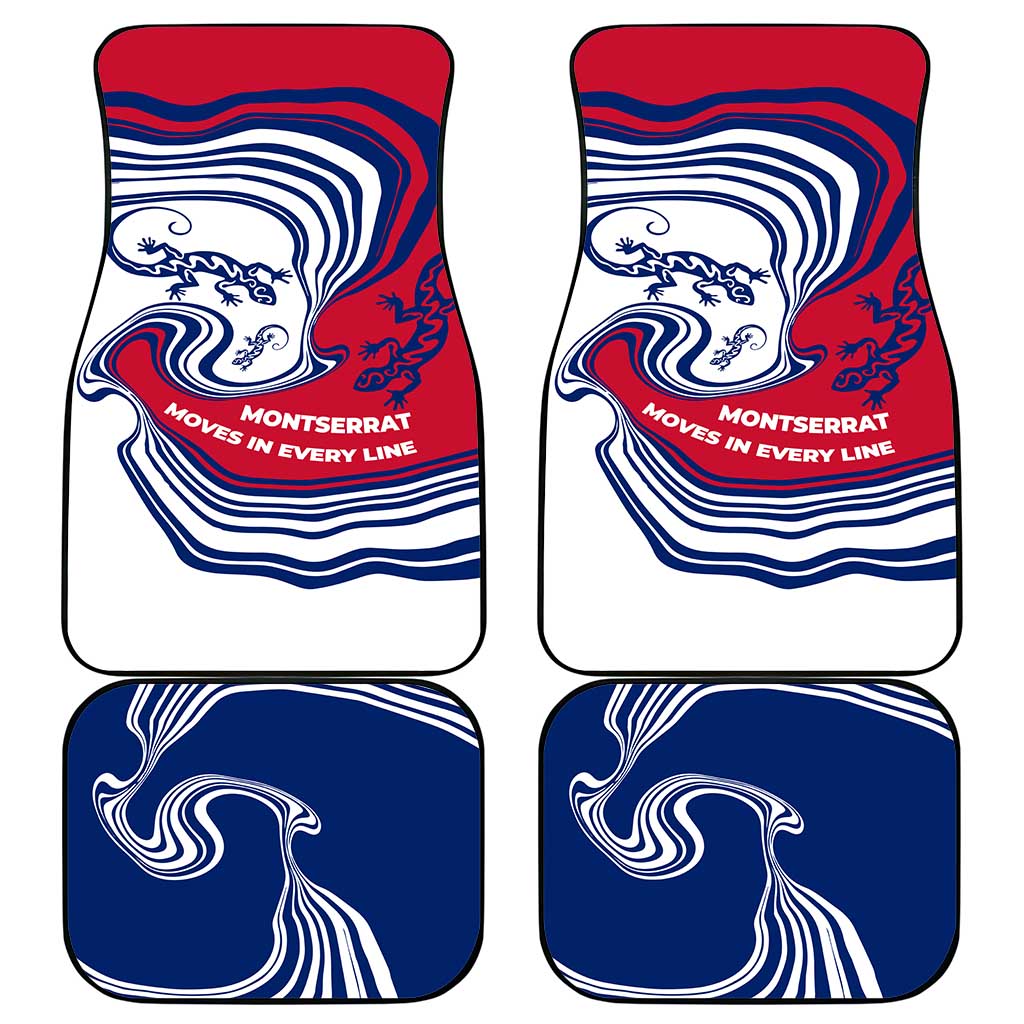 Montserrat Car Mats with Gecko Illustration Red Blue Wavy Line Design - Wonder Print Shop