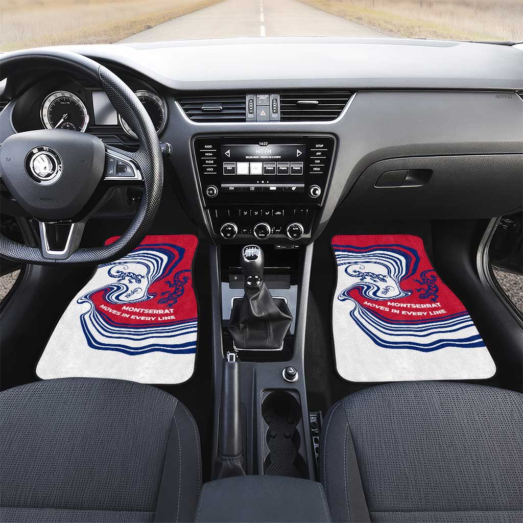 Montserrat Car Mats with Gecko Illustration Red Blue Wavy Line Design - Wonder Print Shop