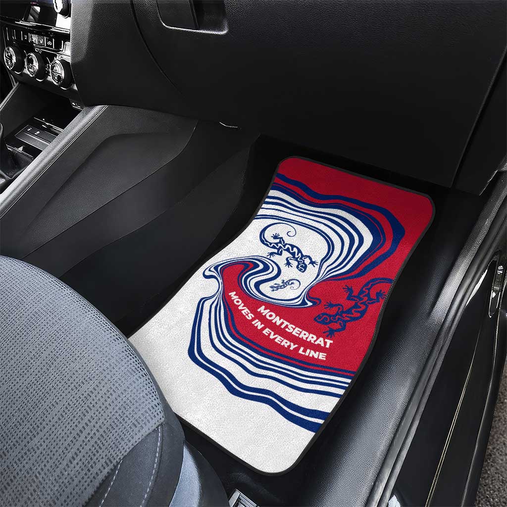 Montserrat Car Mats with Gecko Illustration Red Blue Wavy Line Design - Wonder Print Shop