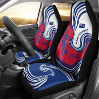 Montserrat Car Seat Cover with Gecko Illustration Red Blue Wavy Line Design - Wonder Print Shop