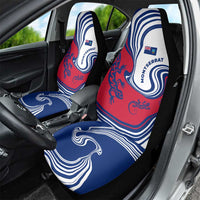 Montserrat Car Seat Cover with Gecko Illustration Red Blue Wavy Line Design - Wonder Print Shop