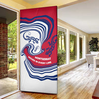 Montserrat Door Cover with Gecko Illustration Red Blue Wavy Line Design - Wonder Print Shop