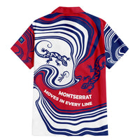 Montserrat Family Matching Mermaid Dress and Hawaiian Shirt with Gecko Illustration Red Blue Wavy Line Design - Wonder Print Shop