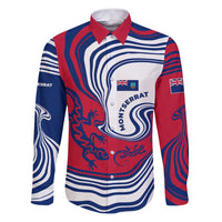 Montserrat Family Matching Puletasi and Hawaiian Shirt with Gecko Illustration Red Blue Wavy Line Design - Wonder Print Shop