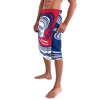 Montserrat Lavalava with Gecko Illustration Red Blue Wavy Line Design - Wonder Print Shop