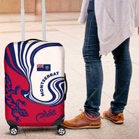 Montserrat Luggage Cover with Gecko Illustration Red Blue Wavy Line Design - Wonder Print Shop