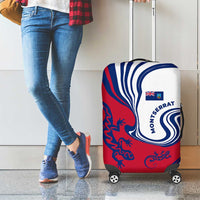 Montserrat Luggage Cover with Gecko Illustration Red Blue Wavy Line Design - Wonder Print Shop