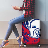Montserrat Luggage Cover with Gecko Illustration Red Blue Wavy Line Design - Wonder Print Shop