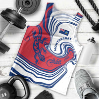 Montserrat Men Tank Top with Gecko Illustration Red Blue Wavy Line Design - Wonder Print Shop