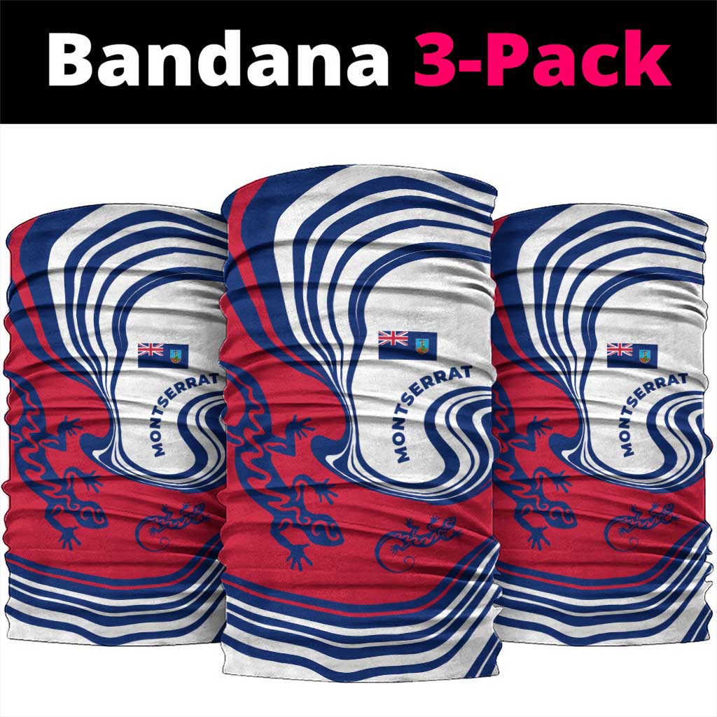 Montserrat Neck Gaiter with Gecko Illustration Red Blue Wavy Line Design TS04