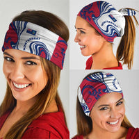 Montserrat Neck Gaiter with Gecko Illustration Red Blue Wavy Line Design TS04