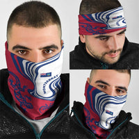 Montserrat Neck Gaiter with Gecko Illustration Red Blue Wavy Line Design TS04