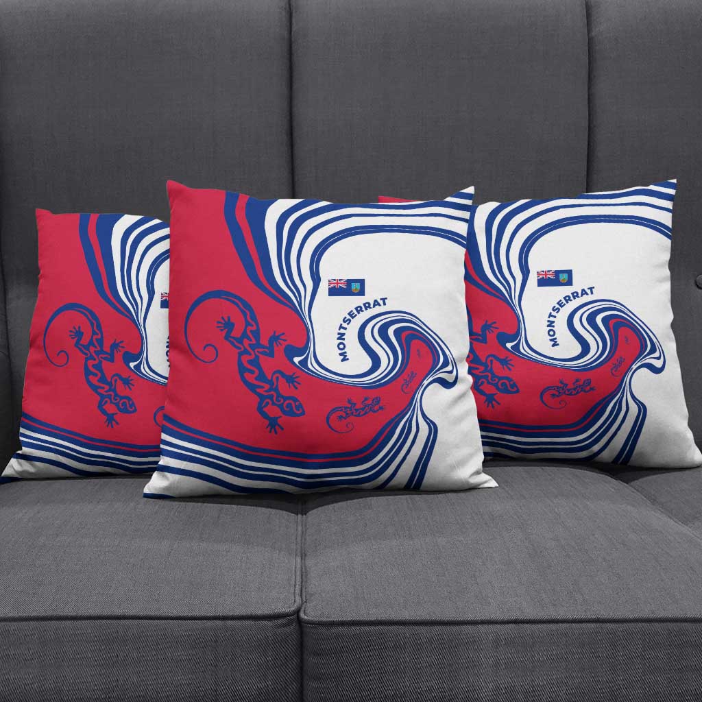 Montserrat Pillow Cover with Gecko Illustration Red Blue Wavy Line Design - Wonder Print Shop