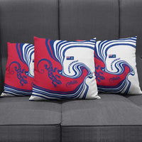 Montserrat Pillow Cover with Gecko Illustration Red Blue Wavy Line Design - Wonder Print Shop