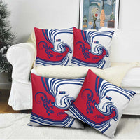 Montserrat Pillow Cover with Gecko Illustration Red Blue Wavy Line Design - Wonder Print Shop