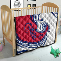 Montserrat Quilt with Gecko Illustration Red Blue Wavy Line Design - Wonder Print Shop