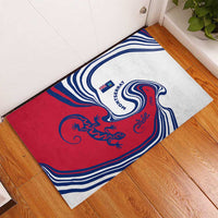 Montserrat Rubber Doormat with Gecko Illustration Red Blue Wavy Line Design - Wonder Print Shop