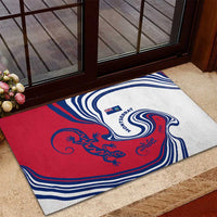 Montserrat Rubber Doormat with Gecko Illustration Red Blue Wavy Line Design - Wonder Print Shop