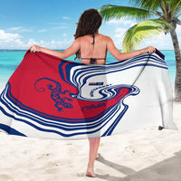 Montserrat Sarong with Gecko Illustration Red Blue Wavy Line Design - Wonder Print Shop