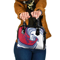 Montserrat Shoulder Handbag with Gecko Illustration Red Blue Wavy Line Design - Wonder Print Shop