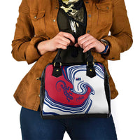 Montserrat Shoulder Handbag with Gecko Illustration Red Blue Wavy Line Design - Wonder Print Shop