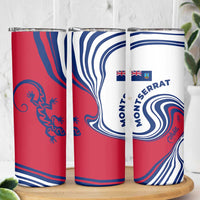 Montserrat Skinny Tumbler with Gecko Illustration Red Blue Wavy Line Design - Wonder Print Shop