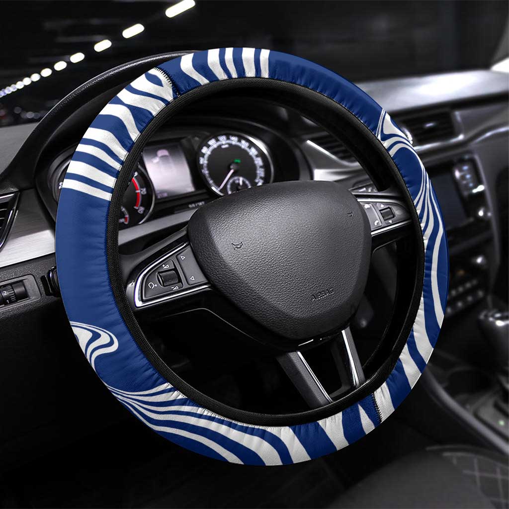 Montserrat Steering Wheel Cover with Gecko Illustration Red Blue Wavy Line Design - Wonder Print Shop