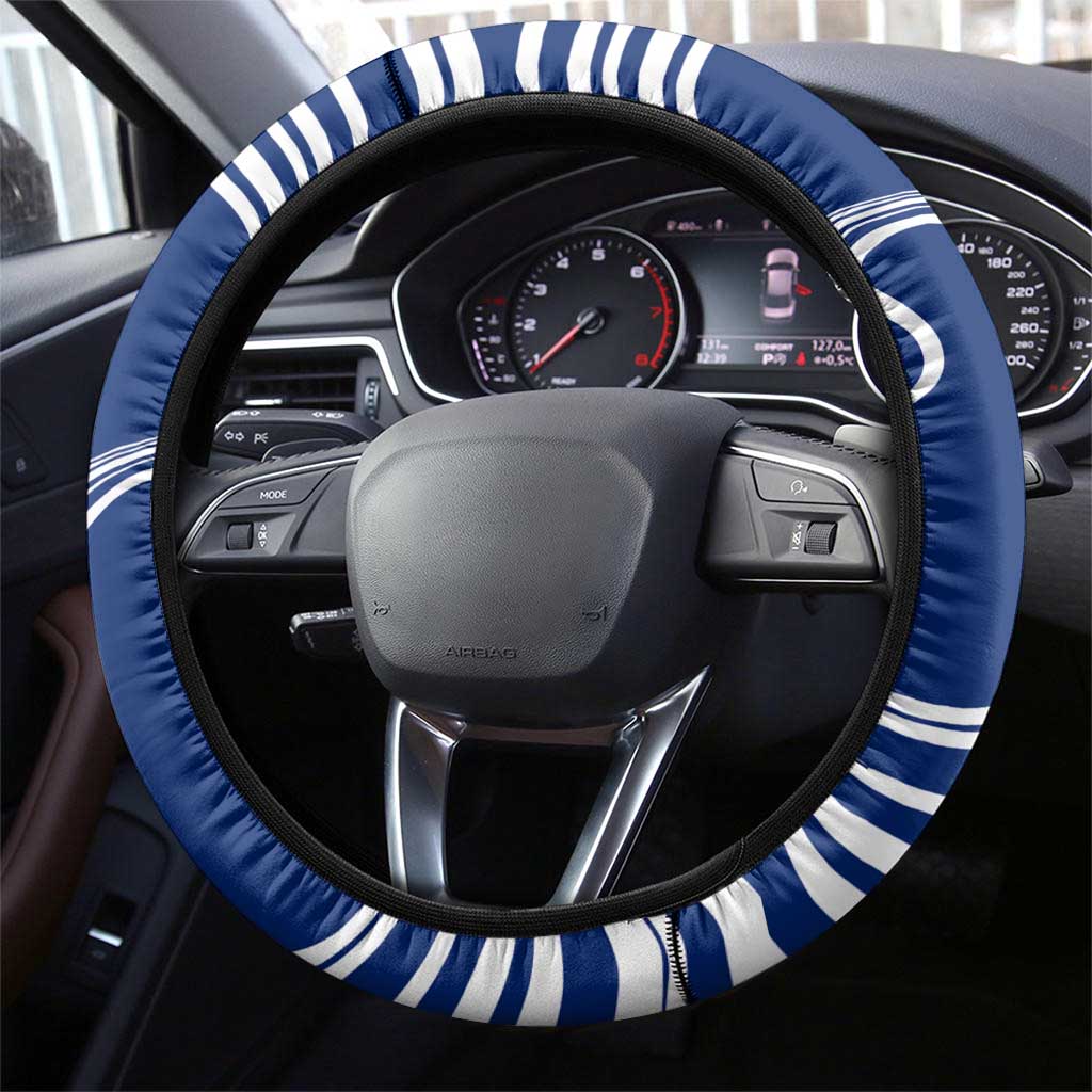 Montserrat Steering Wheel Cover with Gecko Illustration Red Blue Wavy Line Design - Wonder Print Shop