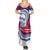 Montserrat Summer Maxi Dress with Gecko Illustration Red Blue Wavy Line Design - Wonder Print Shop