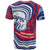 Montserrat T Shirt with Gecko Illustration Red Blue Wavy Line Design - Wonder Print Shop