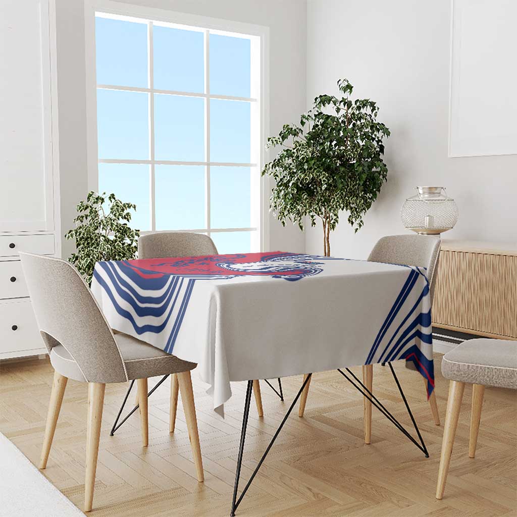 Montserrat Tablecloth with Gecko Illustration Red Blue Wavy Line Design - Wonder Print Shop