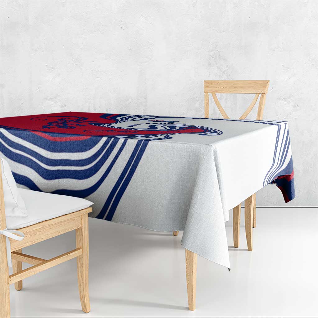Montserrat Tablecloth with Gecko Illustration Red Blue Wavy Line Design - Wonder Print Shop