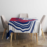 Montserrat Tablecloth with Gecko Illustration Red Blue Wavy Line Design - Wonder Print Shop