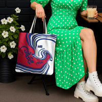 Montserrat Tote Bag with Gecko Illustration Red Blue Wavy Line Design - Wonder Print Shop