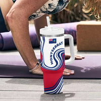 Montserrat Tumbler With Handle with Gecko Illustration Red Blue Wavy Line Design - Wonder Print Shop