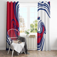 Montserrat Window Curtain with Gecko Illustration Red Blue Wavy Line Design - Wonder Print Shop