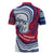 Montserrat Zipper Polo Shirt with Gecko Illustration Red Blue Wavy Line Design - Wonder Print Shop