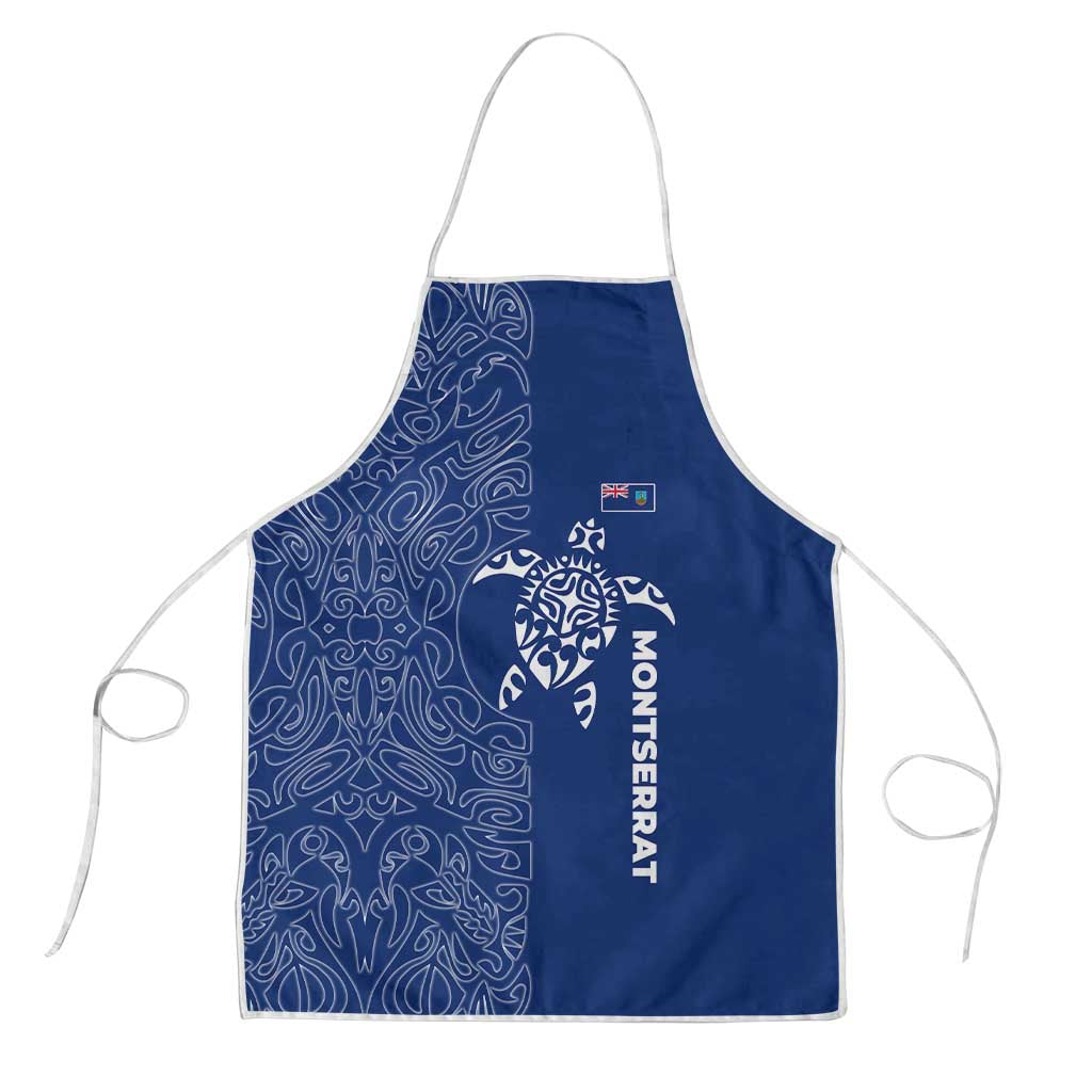 Montserrat Apron with Tribal Sea Turtle Illustration Blue Polynesian Pattern Design - Wonder Print Shop