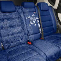 Montserrat Back Car Seat Cover with Tribal Sea Turtle Illustration Blue Polynesian Pattern Design - Wonder Print Shop
