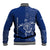Montserrat Baseball Jacket with Tribal Sea Turtle Illustration Blue Polynesian Pattern Design - Wonder Print Shop
