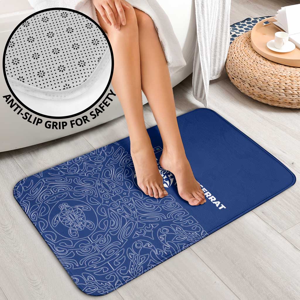 Montserrat Bathroom Set with Tribal Sea Turtle Illustration Blue Polynesian Pattern Design - Wonder Print Shop
