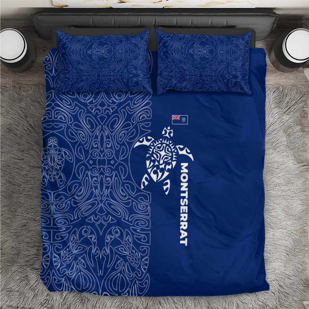Montserrat Bedding Set with Tribal Sea Turtle Illustration Blue Polynesian Pattern Design - Wonder Print Shop