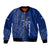 Montserrat Bomber Jacket with Tribal Sea Turtle Illustration Blue Polynesian Pattern Design - Wonder Print Shop