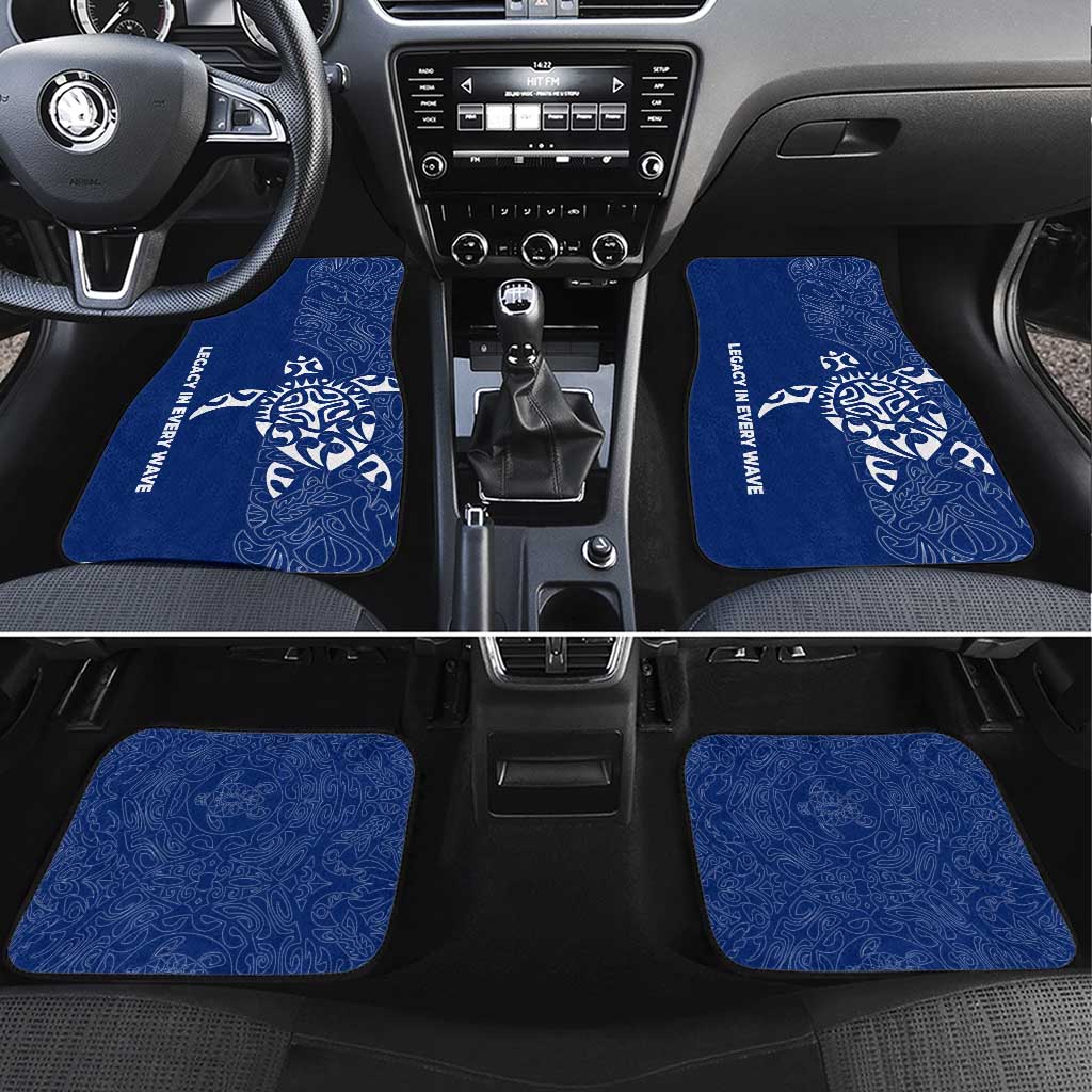 Montserrat Car Mats with Tribal Sea Turtle Illustration Blue Polynesian Pattern Design - Wonder Print Shop