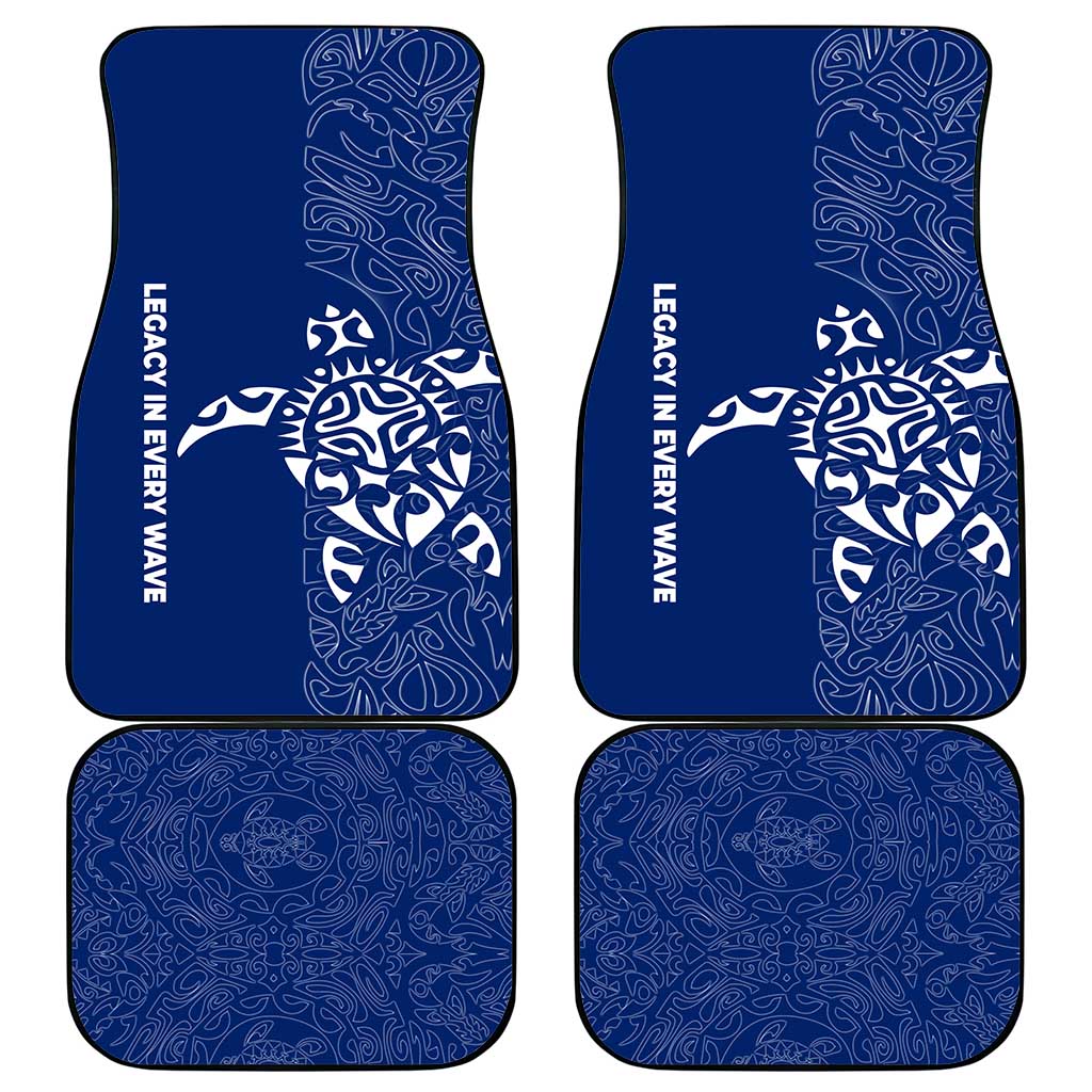 Montserrat Car Mats with Tribal Sea Turtle Illustration Blue Polynesian Pattern Design - Wonder Print Shop