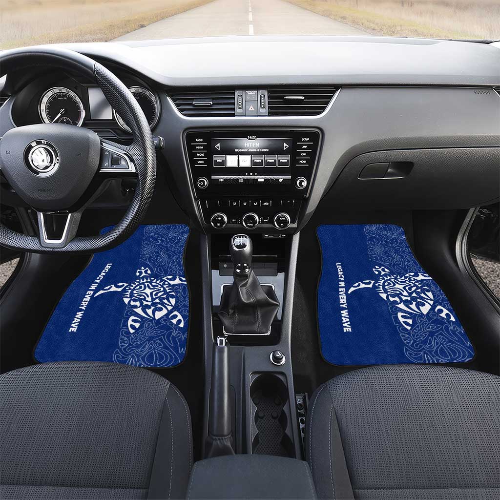 Montserrat Car Mats with Tribal Sea Turtle Illustration Blue Polynesian Pattern Design - Wonder Print Shop