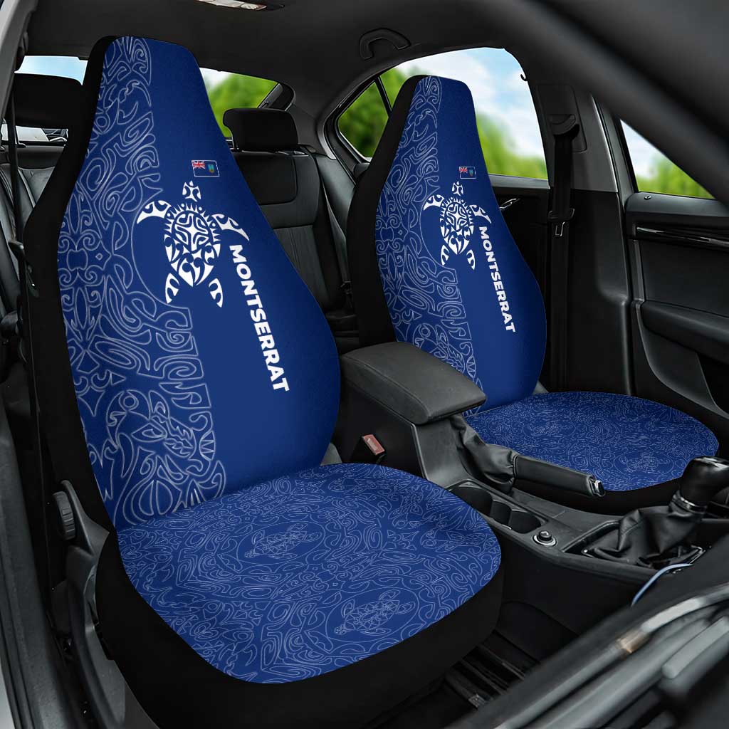 Montserrat Car Seat Cover with Tribal Sea Turtle Illustration Blue Polynesian Pattern Design - Wonder Print Shop