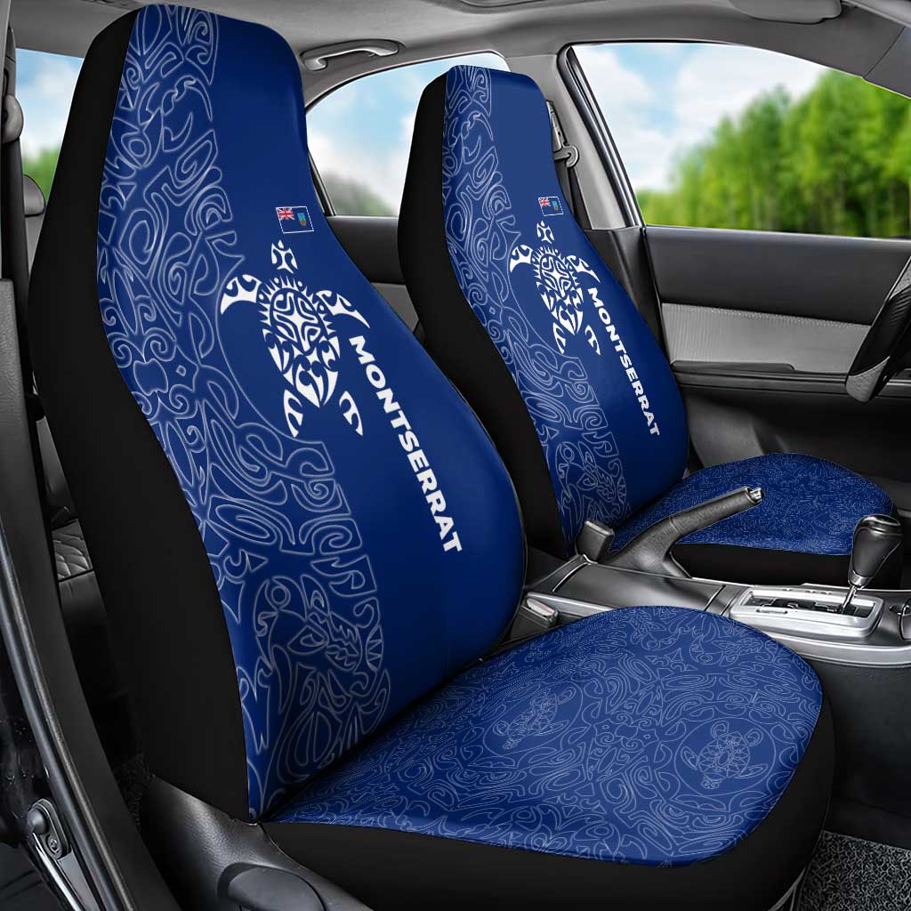 Montserrat Car Seat Cover with Tribal Sea Turtle Illustration Blue Polynesian Pattern Design - Wonder Print Shop